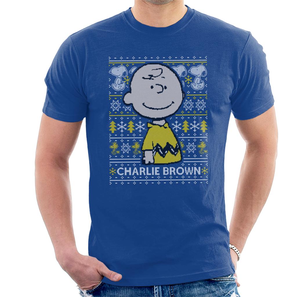 Peanuts Christmas Charlie Brown Knitted Pattern Men's T-Shirt-ALL + EVERY