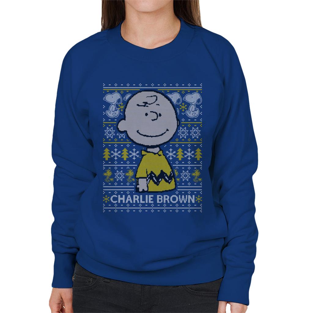 Peanuts Christmas Charlie Brown Knitted Pattern Women's Sweatshirt-ALL + EVERY