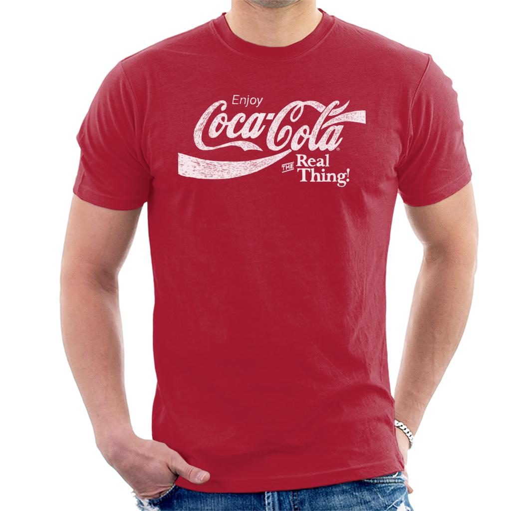 Coca Cola The Real Thing White Text Men's T-Shirt-ALL + EVERY