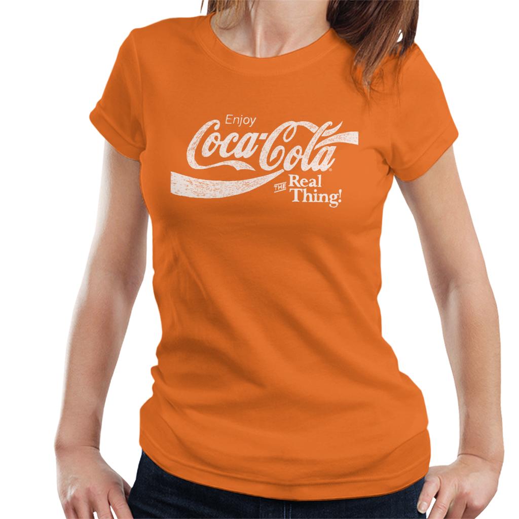 Coca Cola The Real Thing White Text Women's T-Shirt-ALL + EVERY