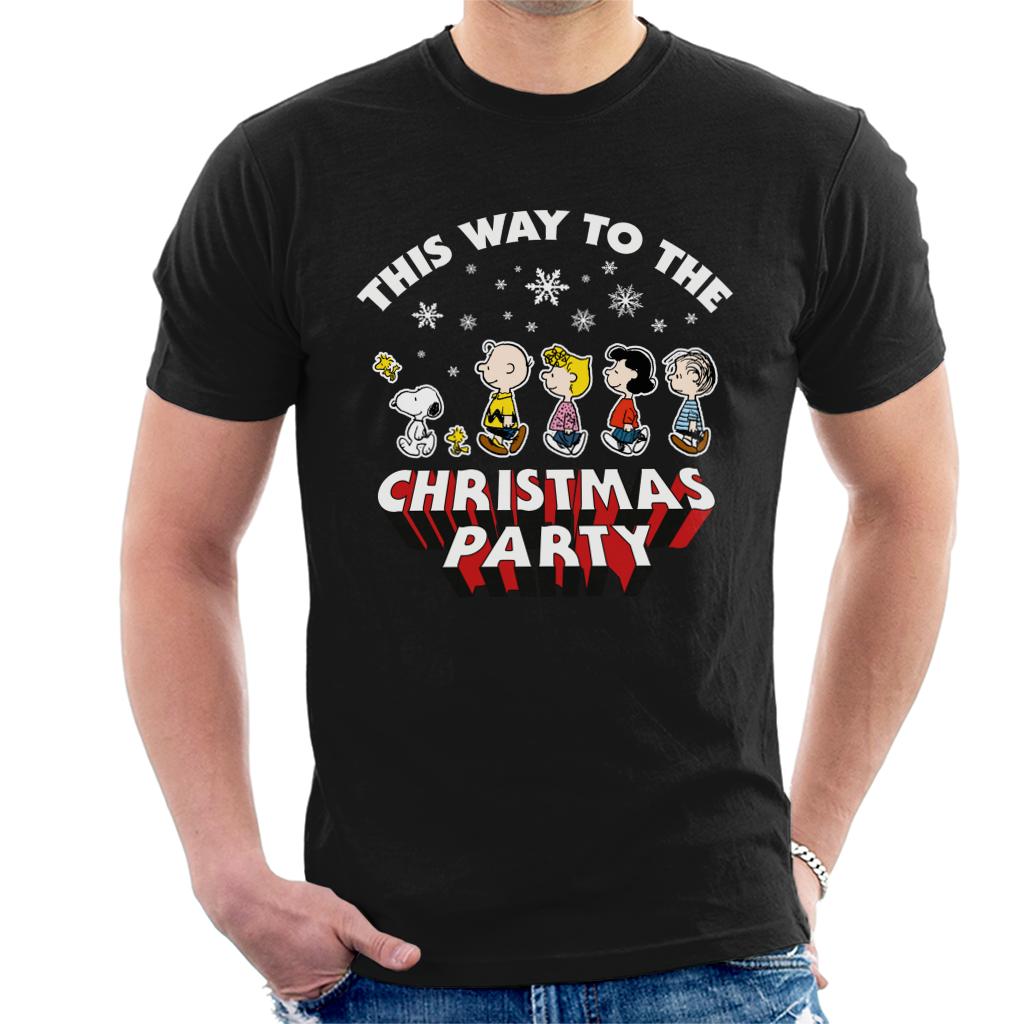 Peanuts Christmas This Way To The Christmas Party Men's T-Shirt-ALL + EVERY