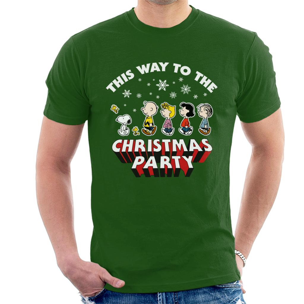 Peanuts Christmas This Way To The Christmas Party Men's T-Shirt-ALL + EVERY