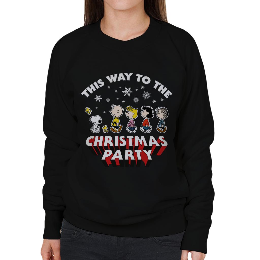 Peanuts Christmas This Way To The Christmas Party Women's Sweatshirt-ALL + EVERY