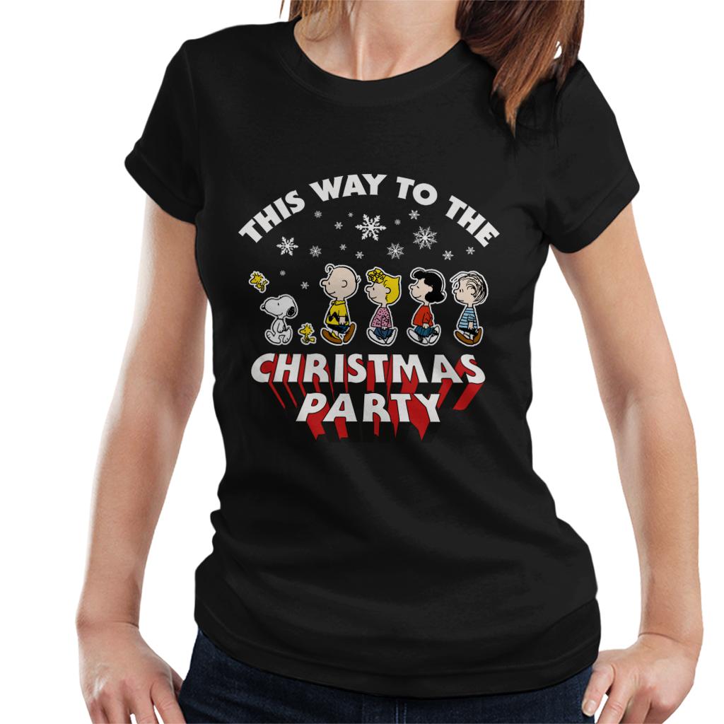 Peanuts Christmas This Way To The Christmas Party Women's T-Shirt-ALL + EVERY