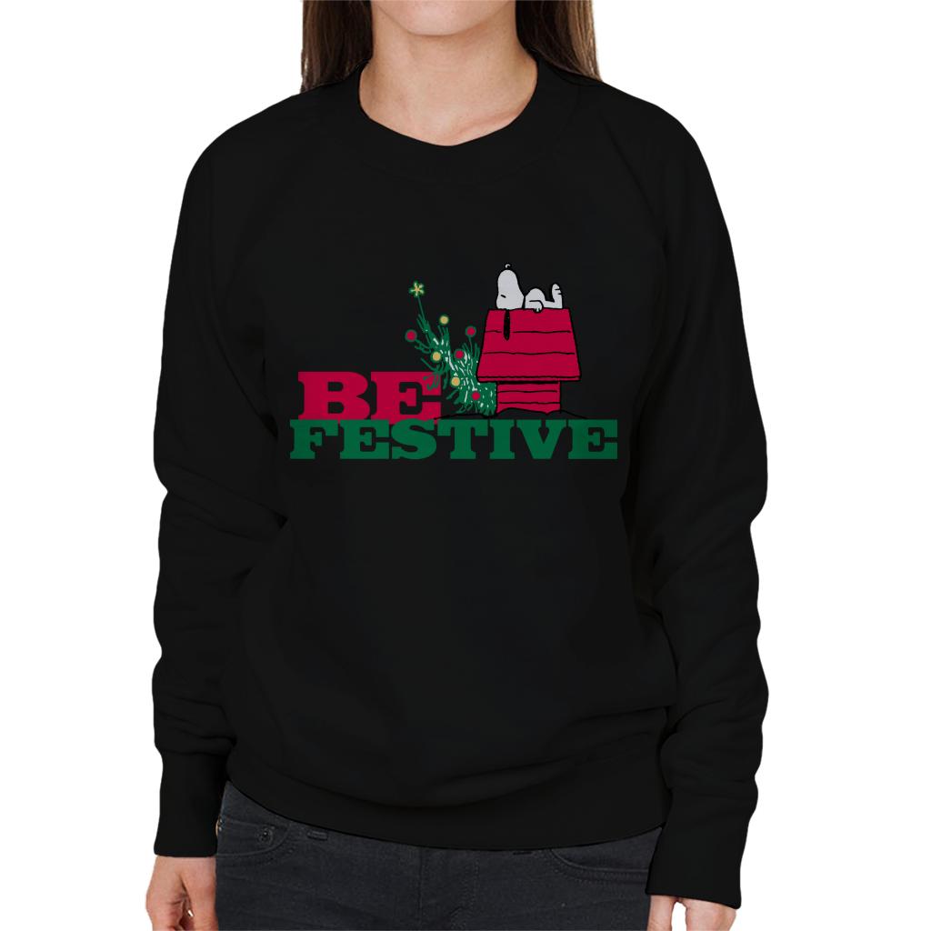 Peanuts Christmas Snoopy Kennel Be Festive Women's Sweatshirt-ALL + EVERY