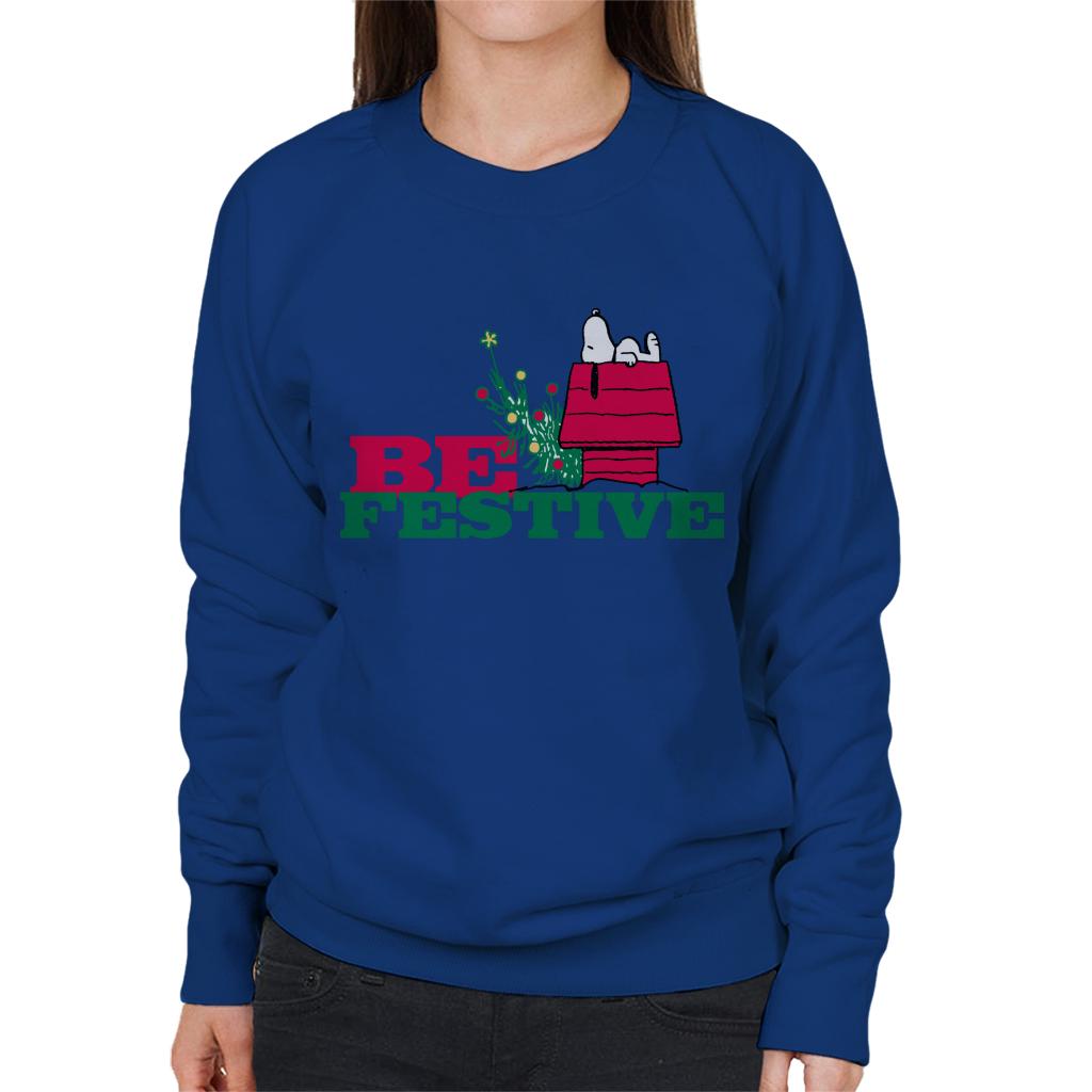 Peanuts Christmas Snoopy Kennel Be Festive Women's Sweatshirt-ALL + EVERY