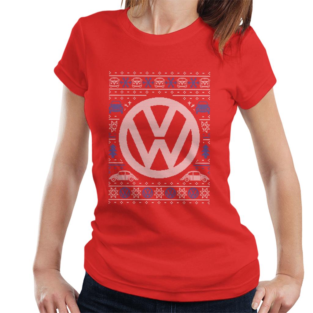 Volkswagen Christmas Festive Logo Women's T-Shirt-ALL + EVERY