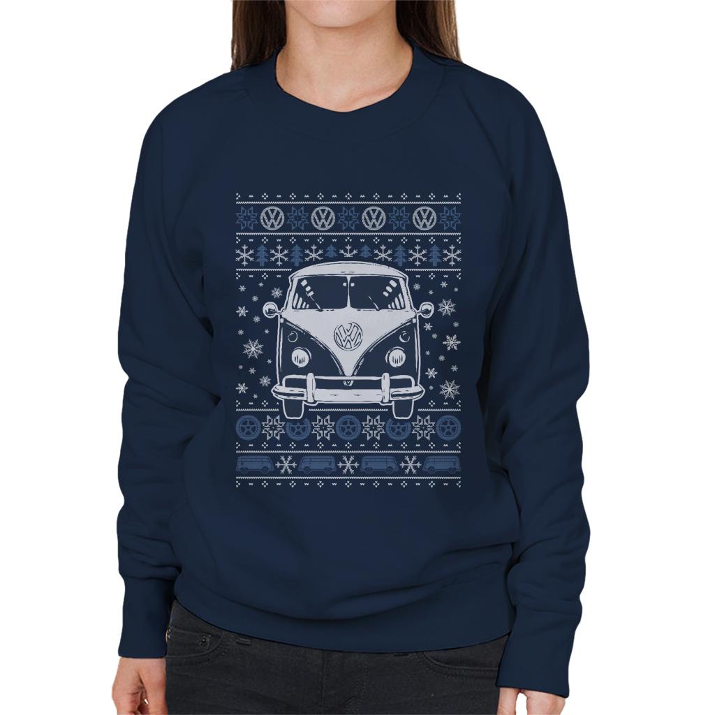 Volkswagen Type 2 Camper Christmas Knit Women's Sweatshirt-ALL + EVERY