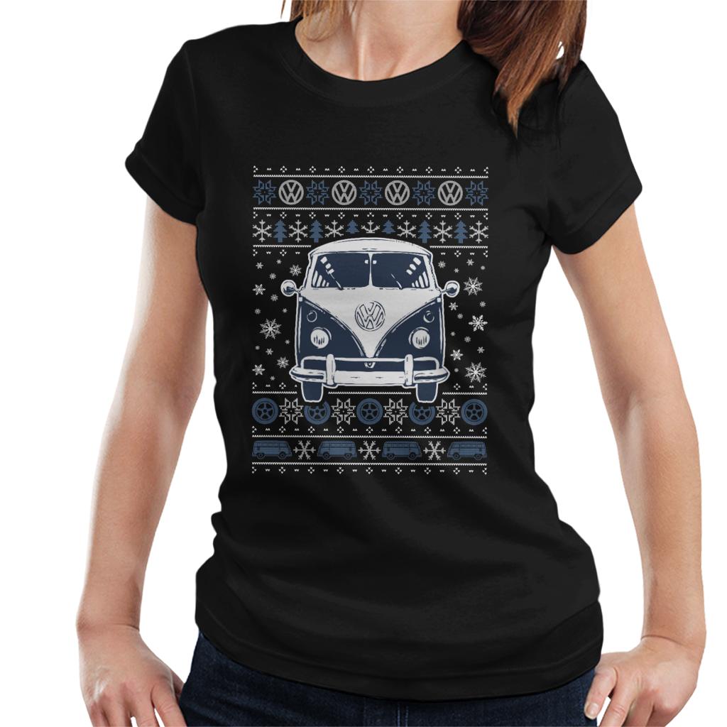 Volkswagen Type 2 Camper Christmas Knit Women's T-Shirt-ALL + EVERY