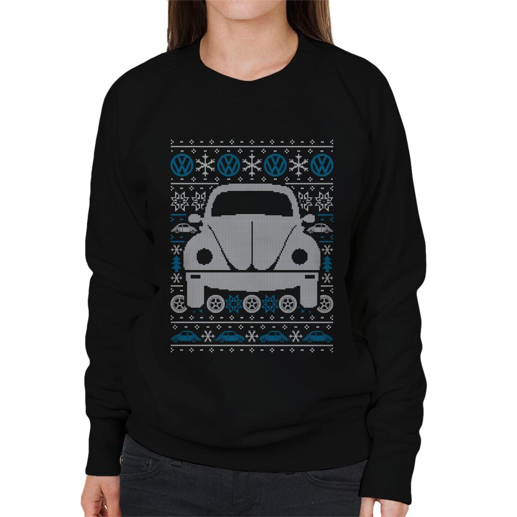 Volkswagen Christmas Beetle Festive Pattern Women's Sweatshirt-ALL + EVERY