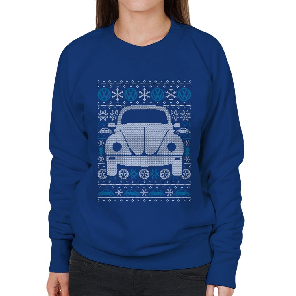 Volkswagen Christmas Beetle Festive Pattern Women's Sweatshirt-ALL + EVERY