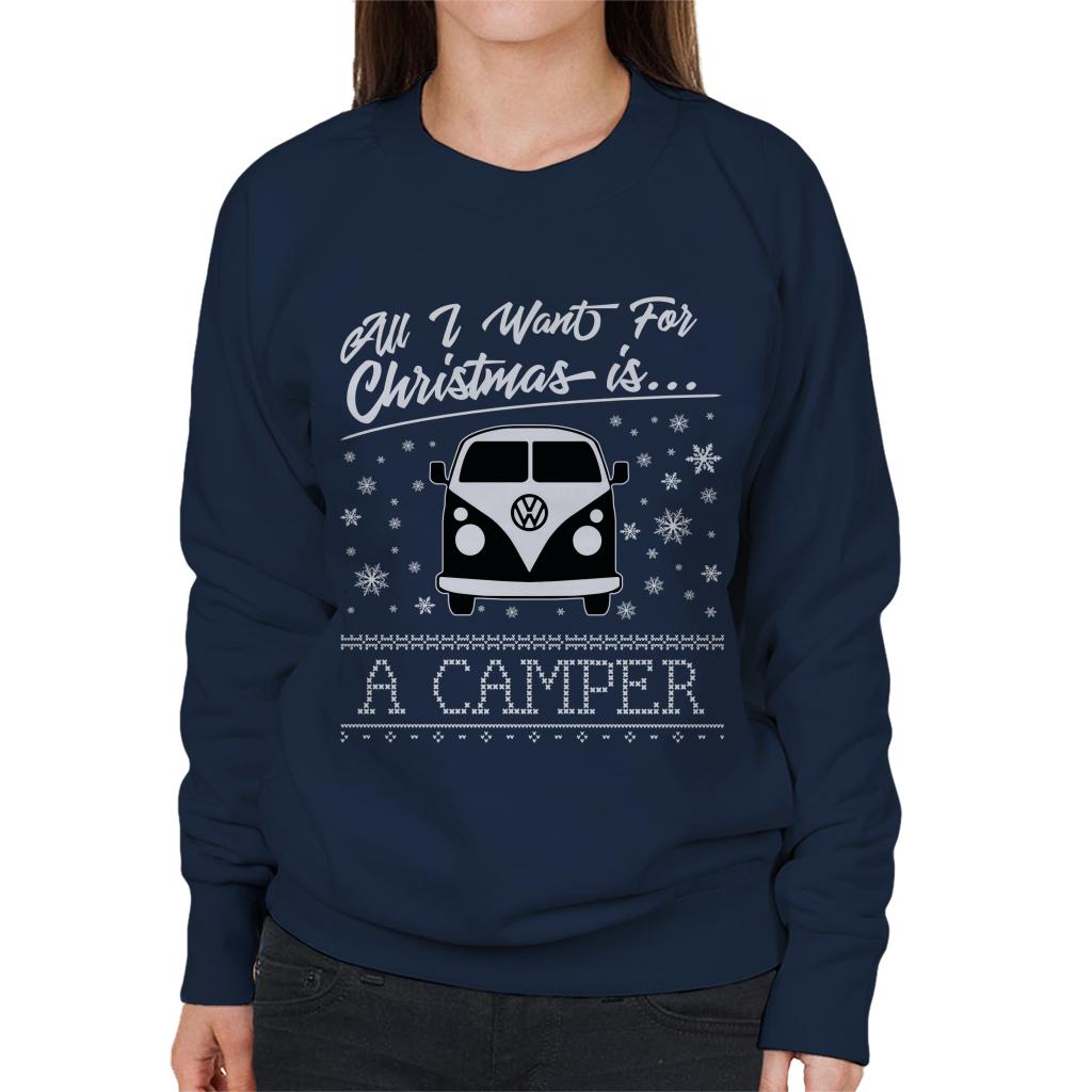 Volkswagen Christmas All I Want For Xmas Is A Camper Women's Sweatshirt-ALL + EVERY