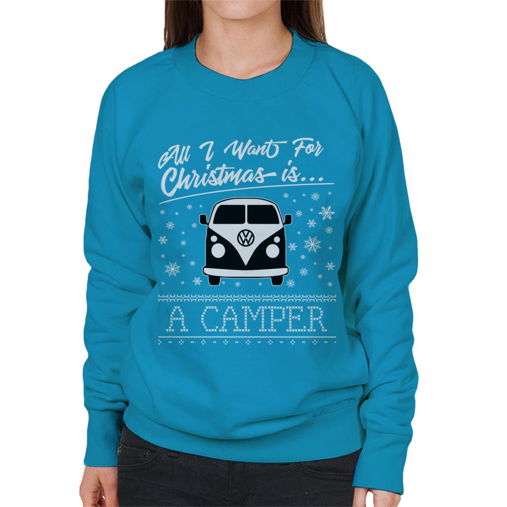 Volkswagen Christmas All I Want For Xmas Is A Camper Women's Sweatshirt-ALL + EVERY