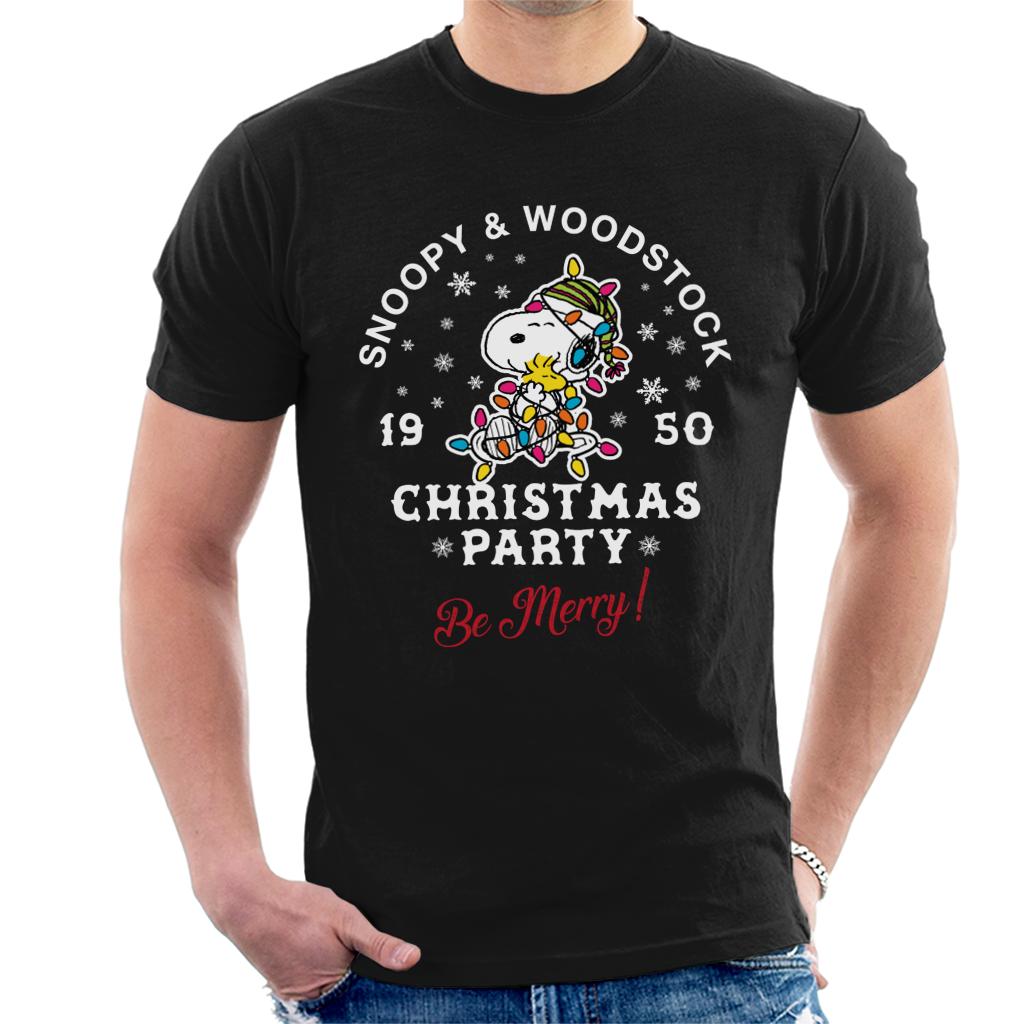 Peanuts Christmas Party Be Merry Men's T-Shirt-ALL + EVERY