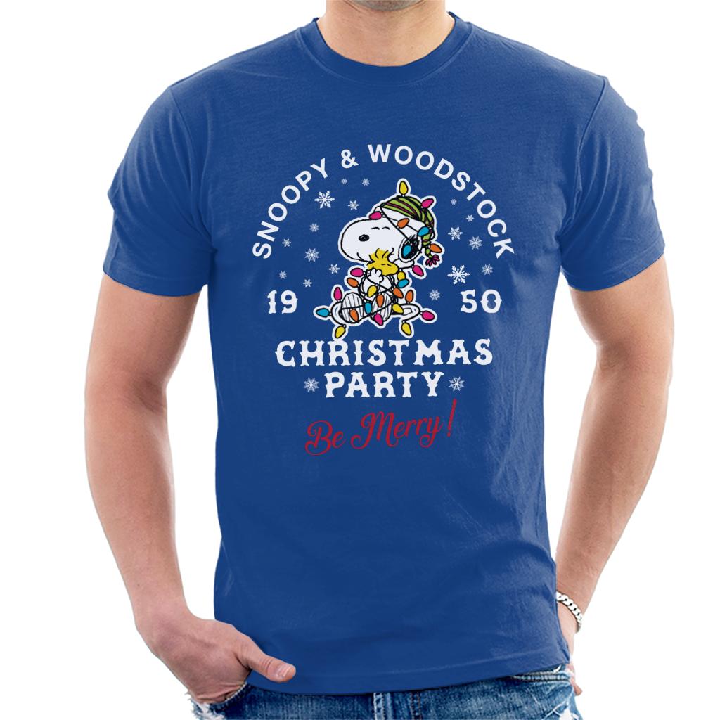 Peanuts Christmas Party Be Merry Men's T-Shirt-ALL + EVERY