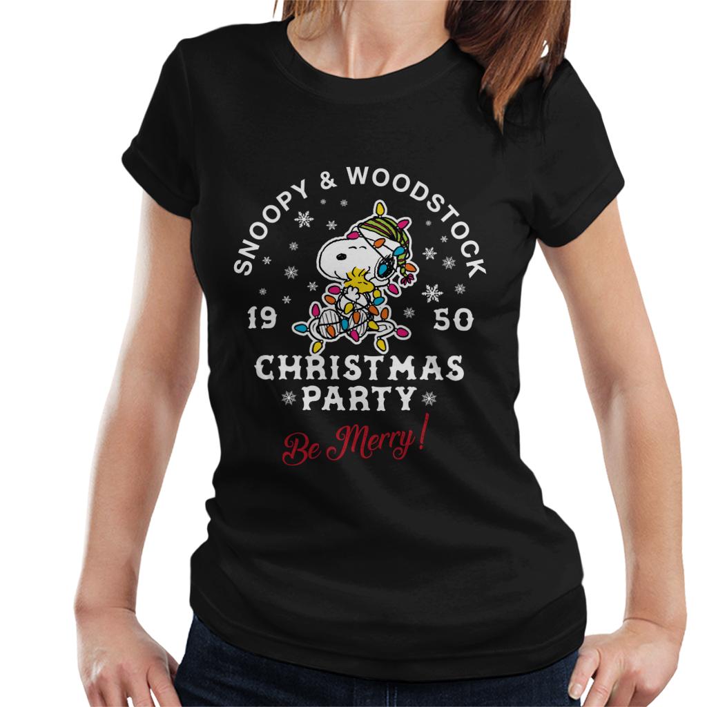 Peanuts Christmas Party Be Merry Women's T-Shirt-ALL + EVERY