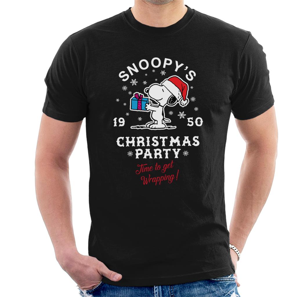 Peanuts Snoopy's Christmas Party Time To Get Wrapping Men's T-Shirt-ALL + EVERY