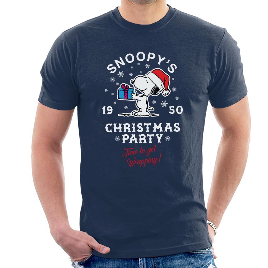 Peanuts Snoopy's Christmas Party Time To Get Wrapping Men's T-Shirt-ALL + EVERY