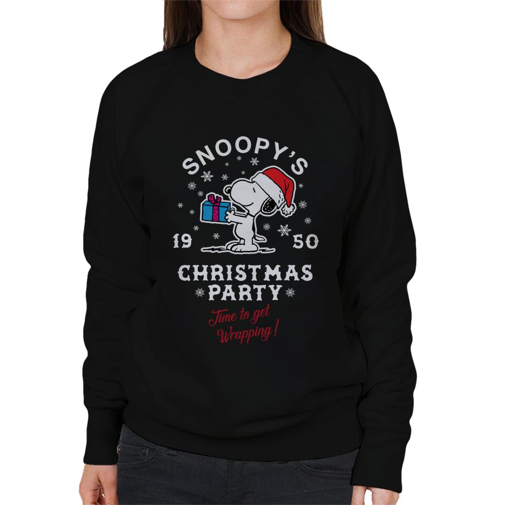 Peanuts Snoopy's Christmas Party Time To Get Wrapping Women's Sweatshirt-ALL + EVERY