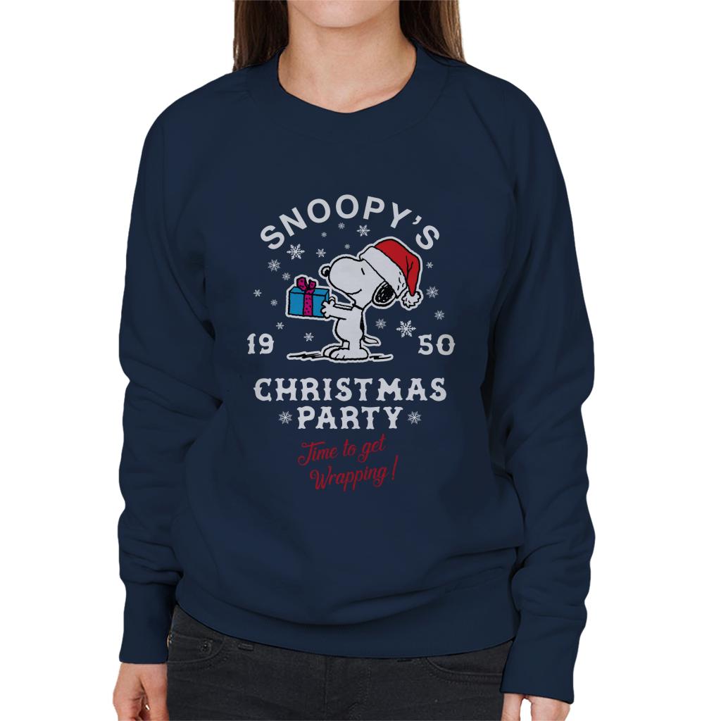 Peanuts Snoopy's Christmas Party Time To Get Wrapping Women's Sweatshirt-ALL + EVERY