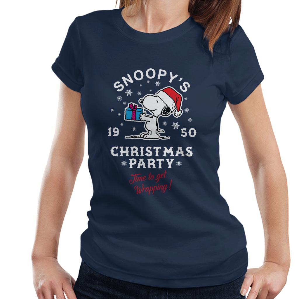 Peanuts Snoopy's Christmas Party Time To Get Wrapping Women's T-Shirt-ALL + EVERY