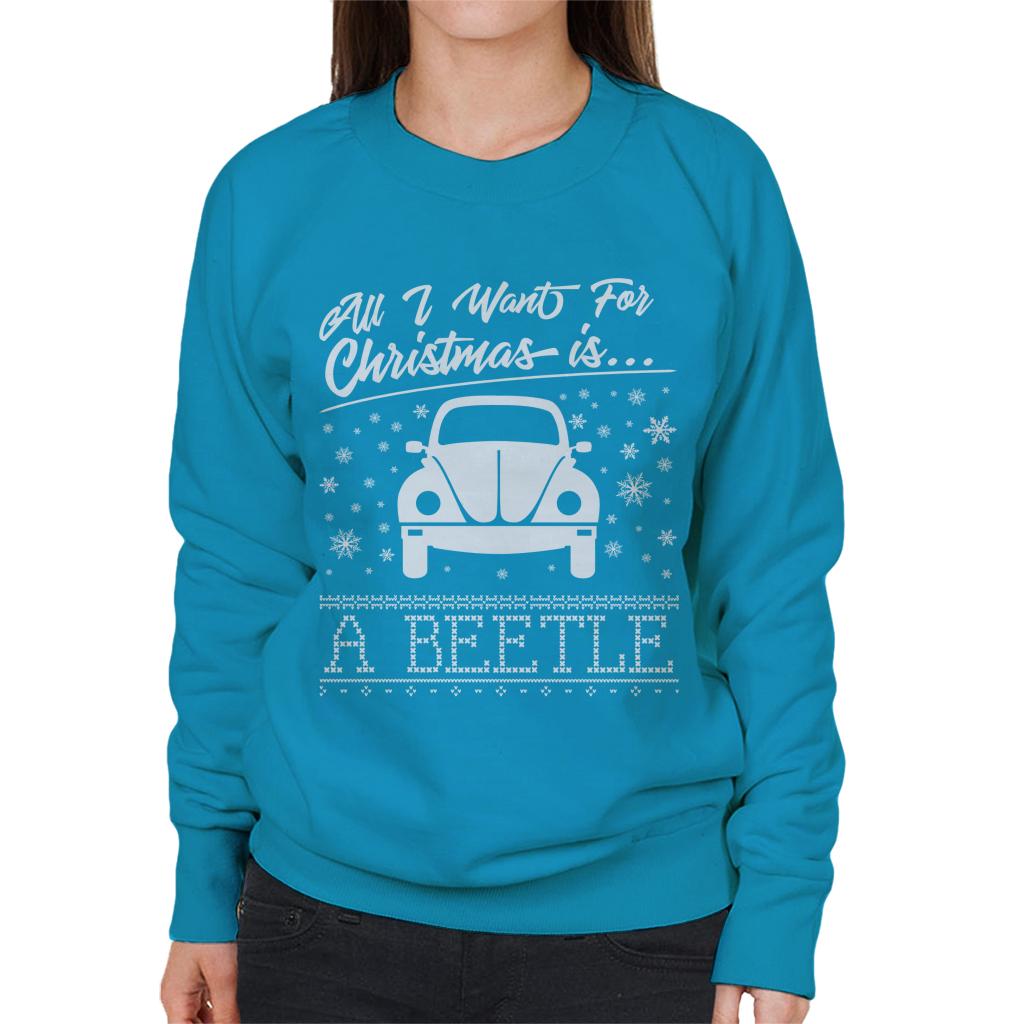 Volkswagen Christmas All I Want For Xmas Is A Beetle Women's Sweatshirt-ALL + EVERY