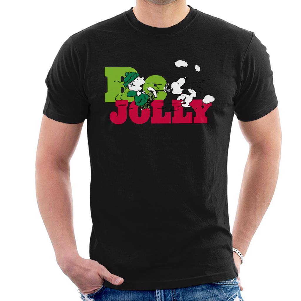 Peanuts Christmas Snoopy And Charlie Brown Be Jolly Men's T-Shirt-ALL + EVERY