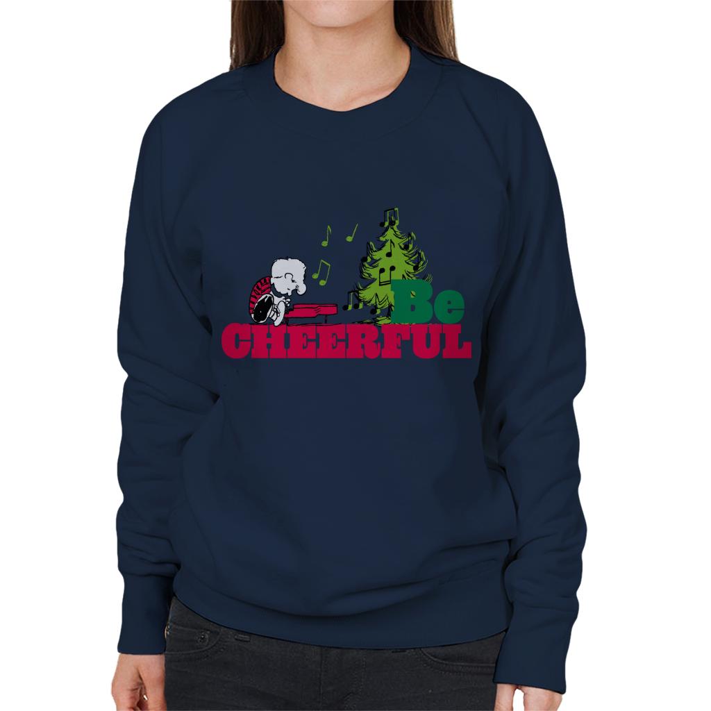 Peanuts Christmas Schroeder Be Cheerful Women's Sweatshirt-ALL + EVERY