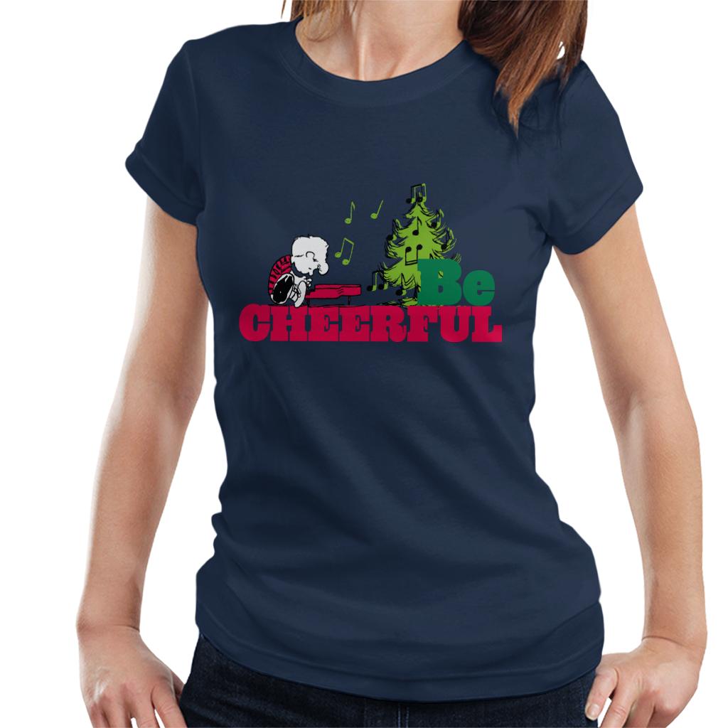 Peanuts Christmas Schroeder Be Cheerful Women's T-Shirt-ALL + EVERY