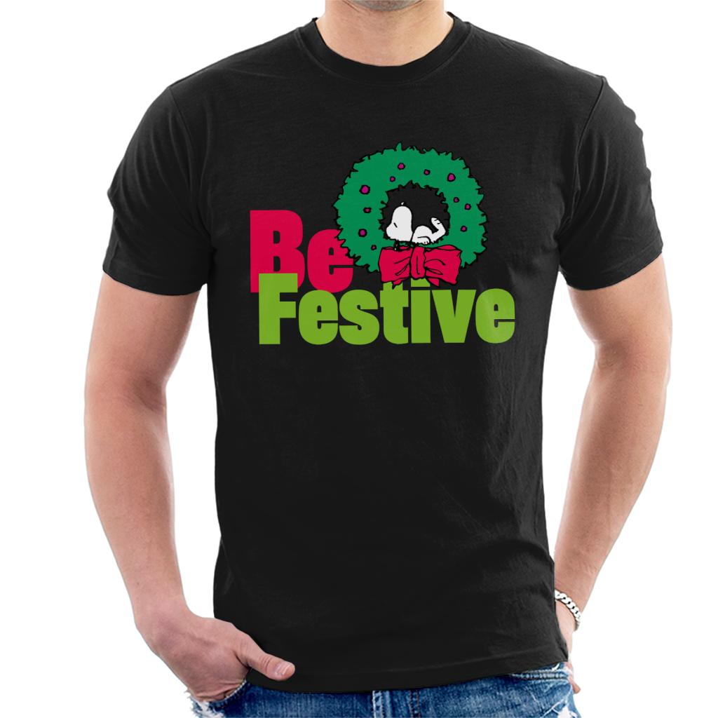 Peanuts Christmas Snoopy Be Festive Men's T-Shirt-ALL + EVERY