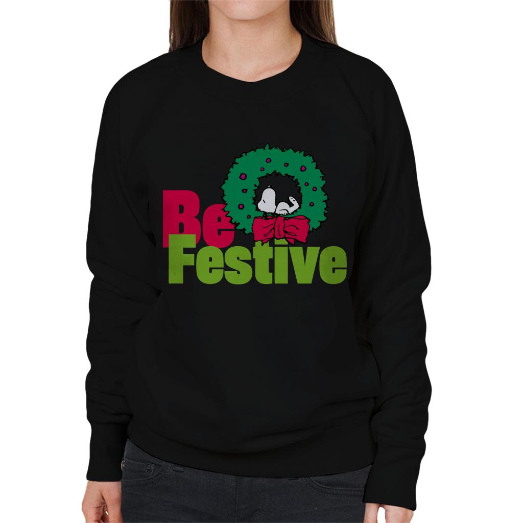 Peanuts Christmas Snoopy Be Festive Women's Sweatshirt-ALL + EVERY