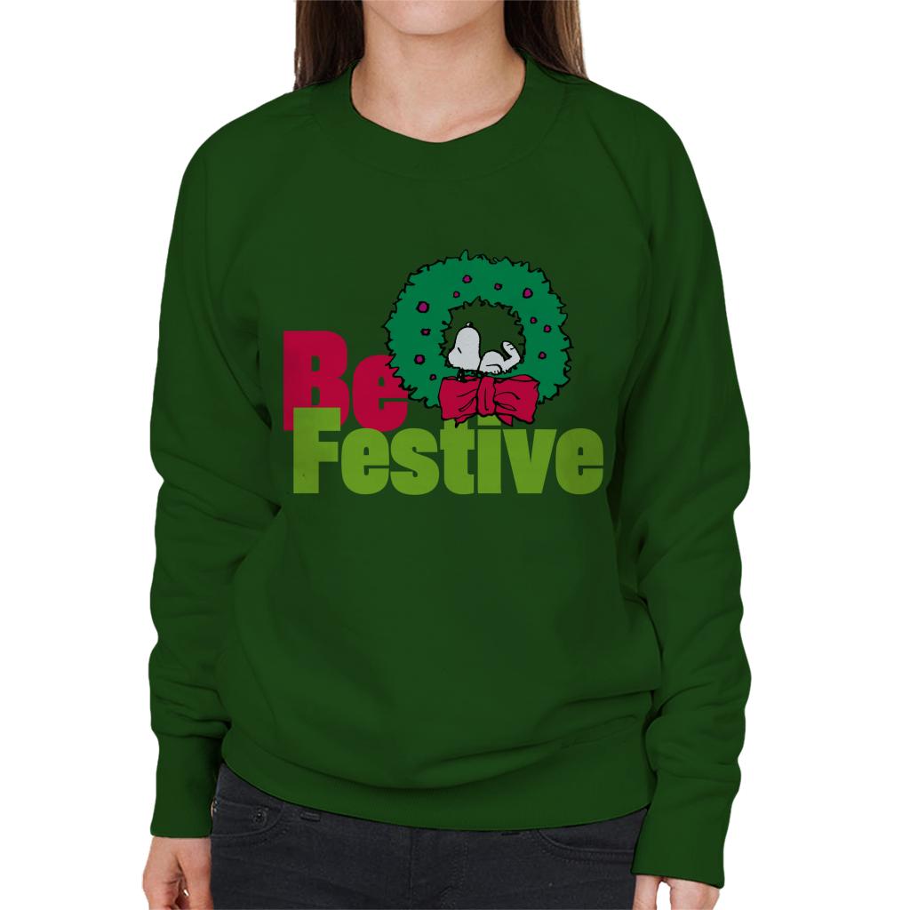 Peanuts Christmas Snoopy Be Festive Women's Sweatshirt-ALL + EVERY