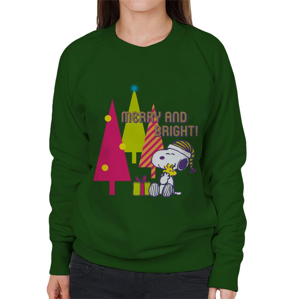 Peanuts Christmas Festive Hug Merry And Bright Women's Sweatshirt-ALL + EVERY