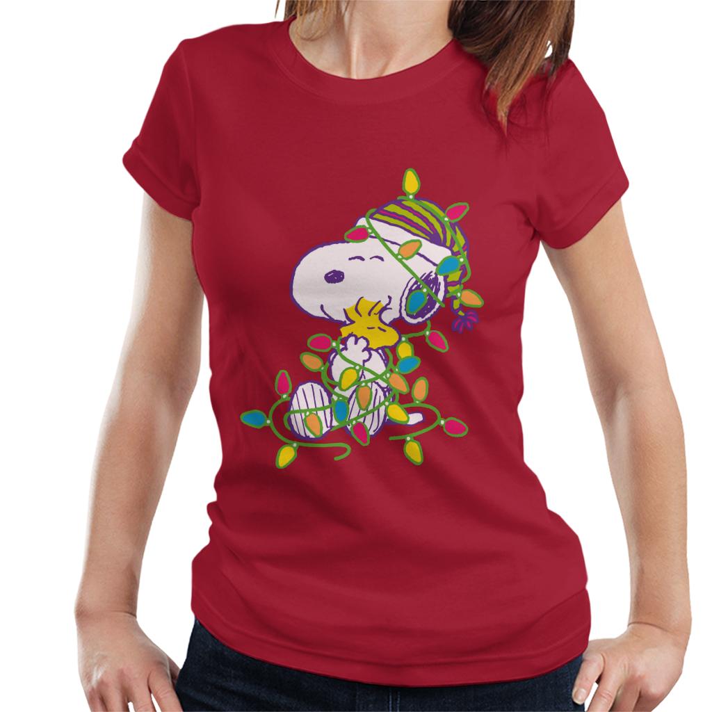 Peanuts Christmas Festive Lights Hug Women's T-Shirt-ALL + EVERY