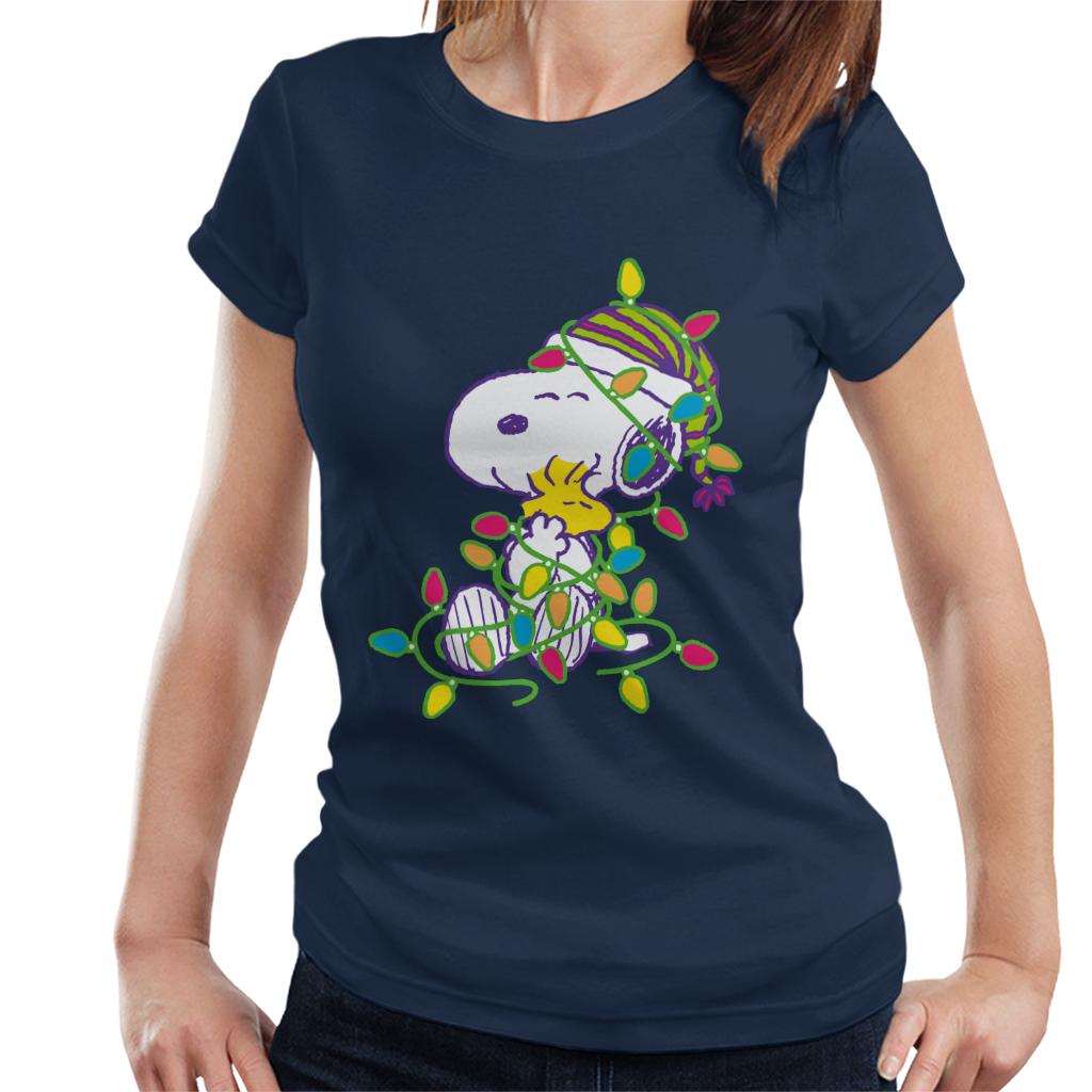 Peanuts Christmas Festive Lights Hug Women's T-Shirt-ALL + EVERY