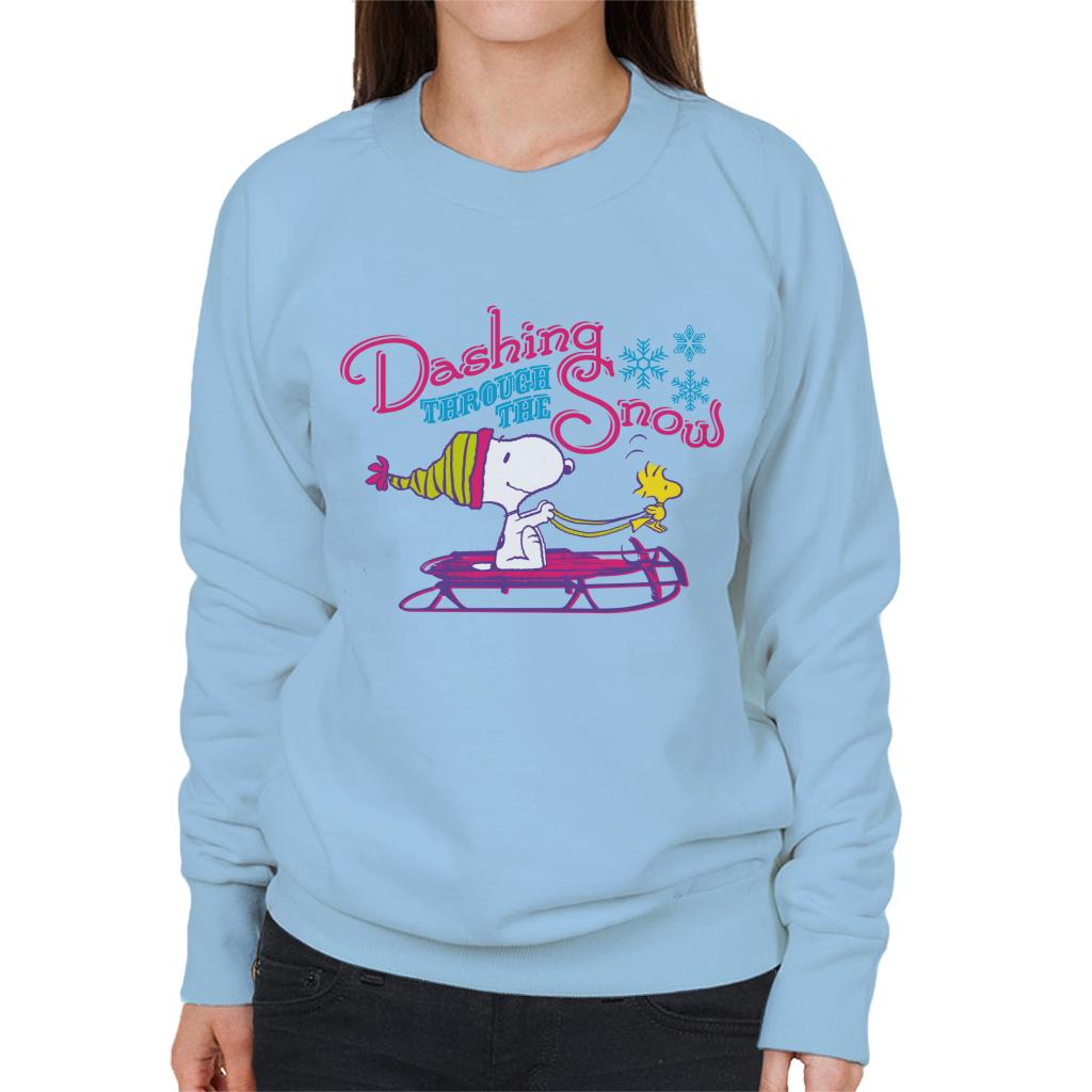 Peanuts Christmas Dashing Through The Snow Women's Sweatshirt-ALL + EVERY