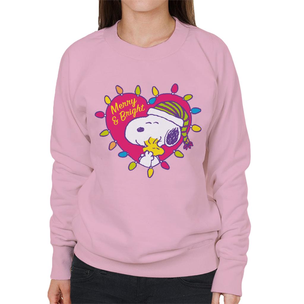 Peanuts Christmas Merry And Bright Love Heart Women's Sweatshirt-ALL + EVERY