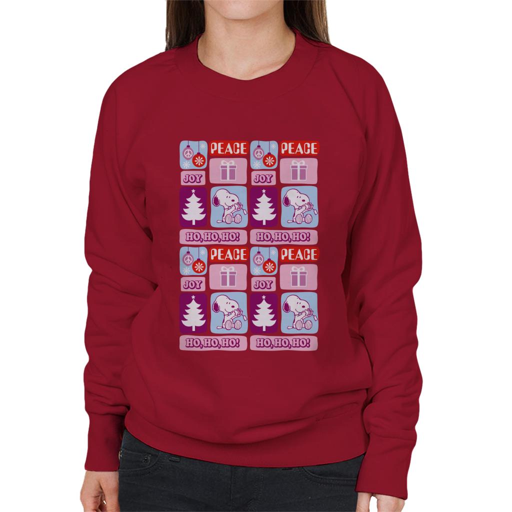 Peanuts Christmas Snoopy Peace Joy Ho Ho Ho Women's Sweatshirt-ALL + EVERY