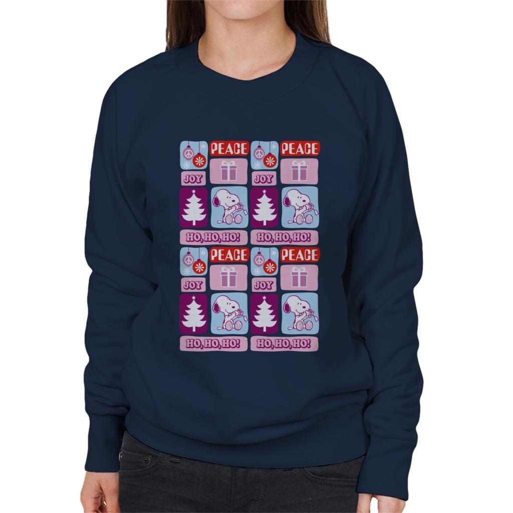 Peanuts Christmas Snoopy Peace Joy Ho Ho Ho Women's Sweatshirt-ALL + EVERY