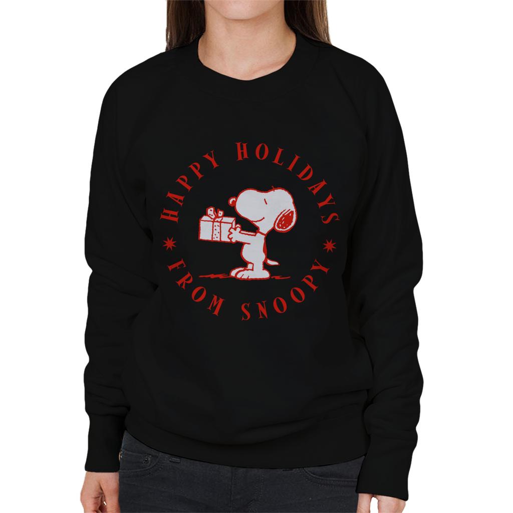 Peanuts Christmas Happy Holidays From Snoopy Women's Sweatshirt-ALL + EVERY