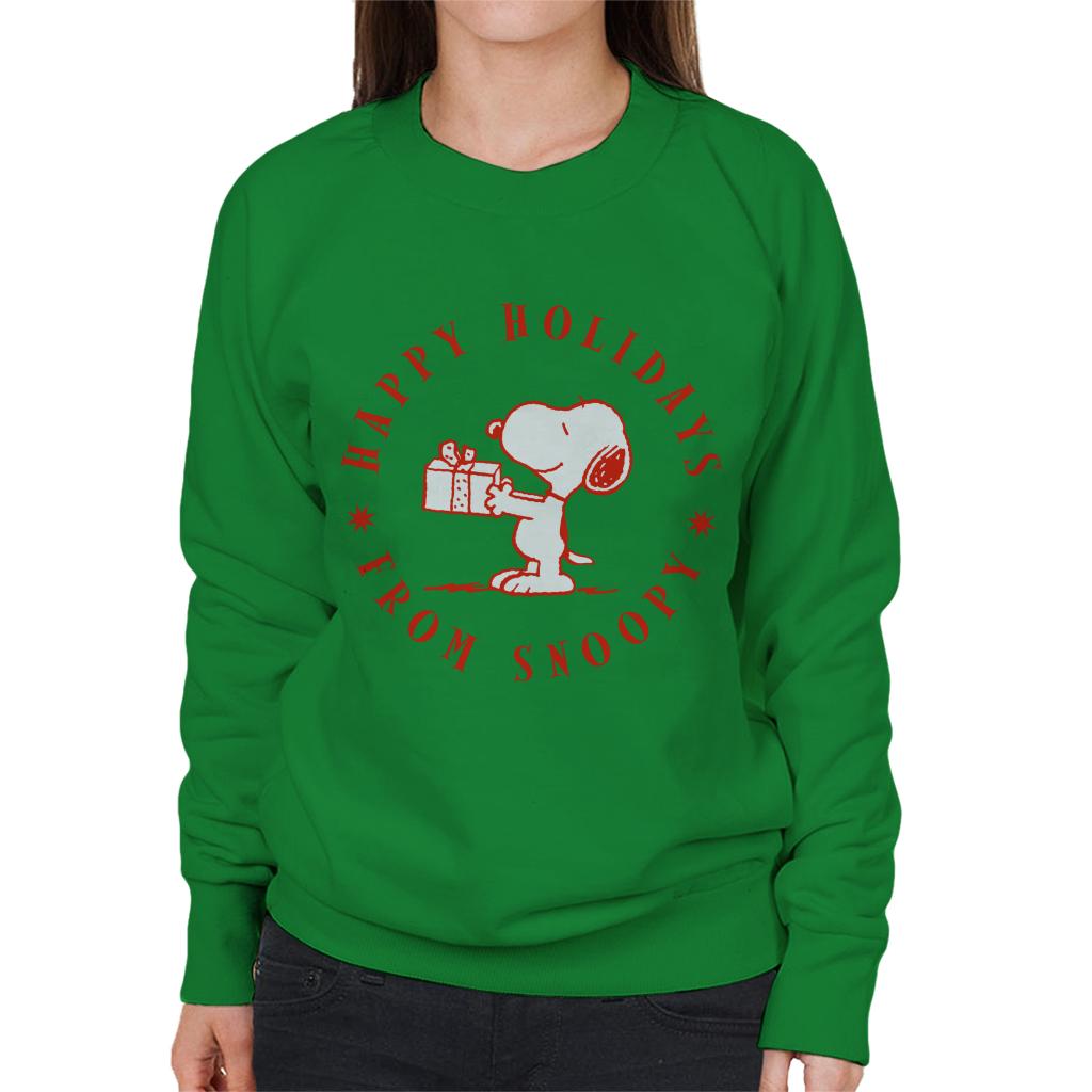 Peanuts Christmas Happy Holidays From Snoopy Women's Sweatshirt-ALL + EVERY