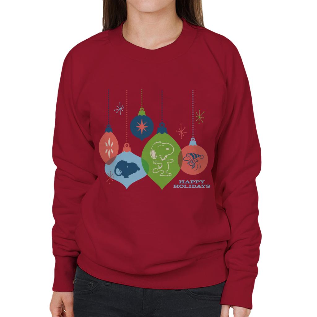 Peanuts Christmas Snoopy Baubles Happy Holidays Women's Sweatshirt-ALL + EVERY