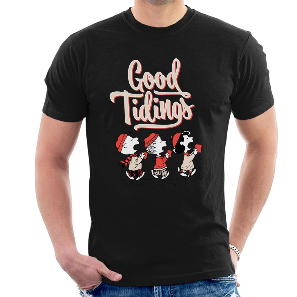 Peanuts Christmas Good Tidings Men's T-Shirt-ALL + EVERY