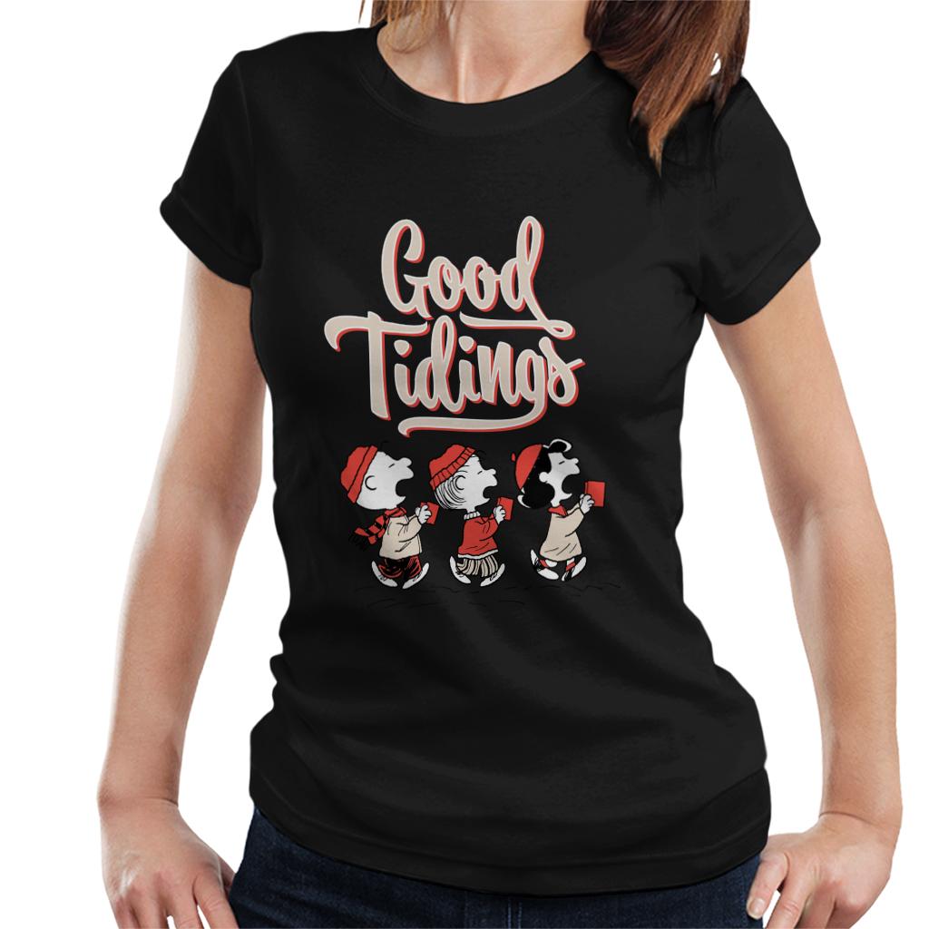 Peanuts Christmas Good Tidings Women's T-Shirt-ALL + EVERY