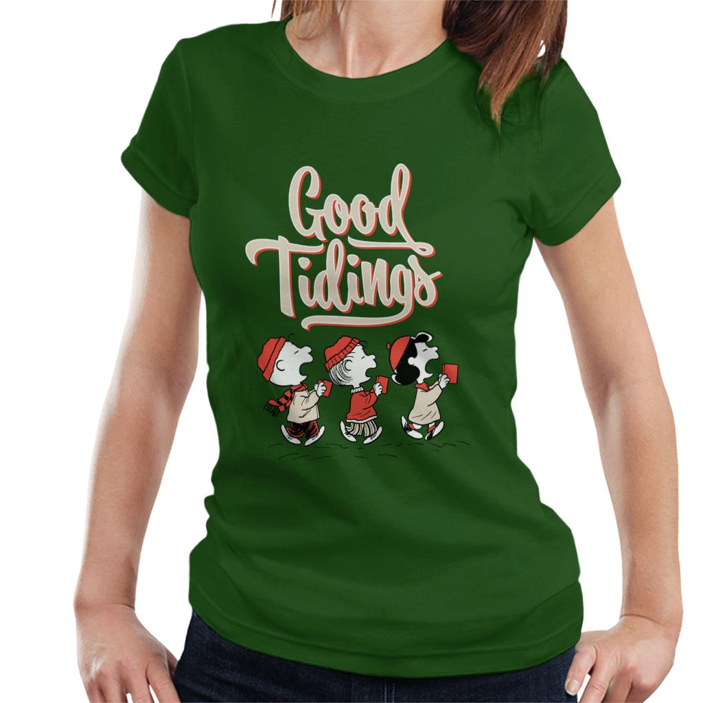 Peanuts Christmas Good Tidings Women's T-Shirt-ALL + EVERY