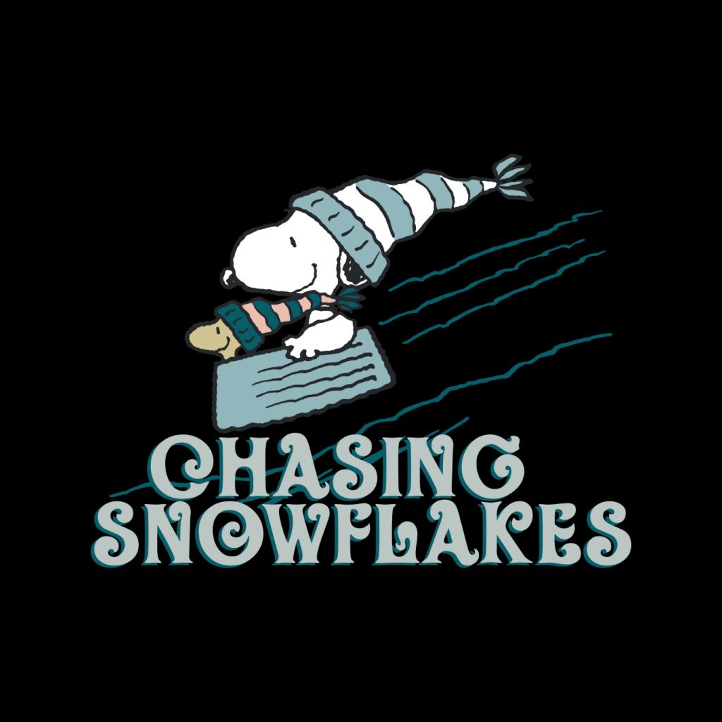 Peanuts Christmas Snoopy Chasing Snowflakes Women's T-Shirt-ALL + EVERY