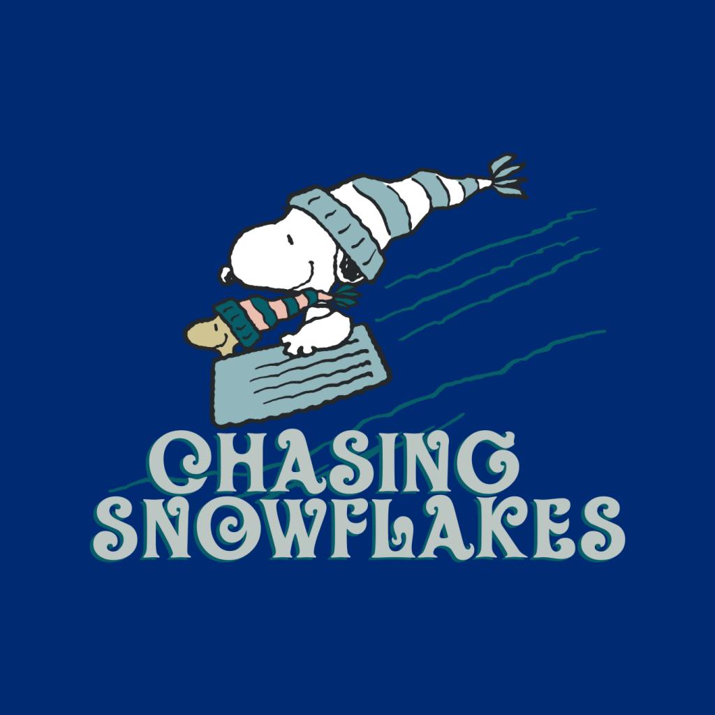 Peanuts Christmas Snoopy Chasing Snowflakes Men's T-Shirt-ALL + EVERY