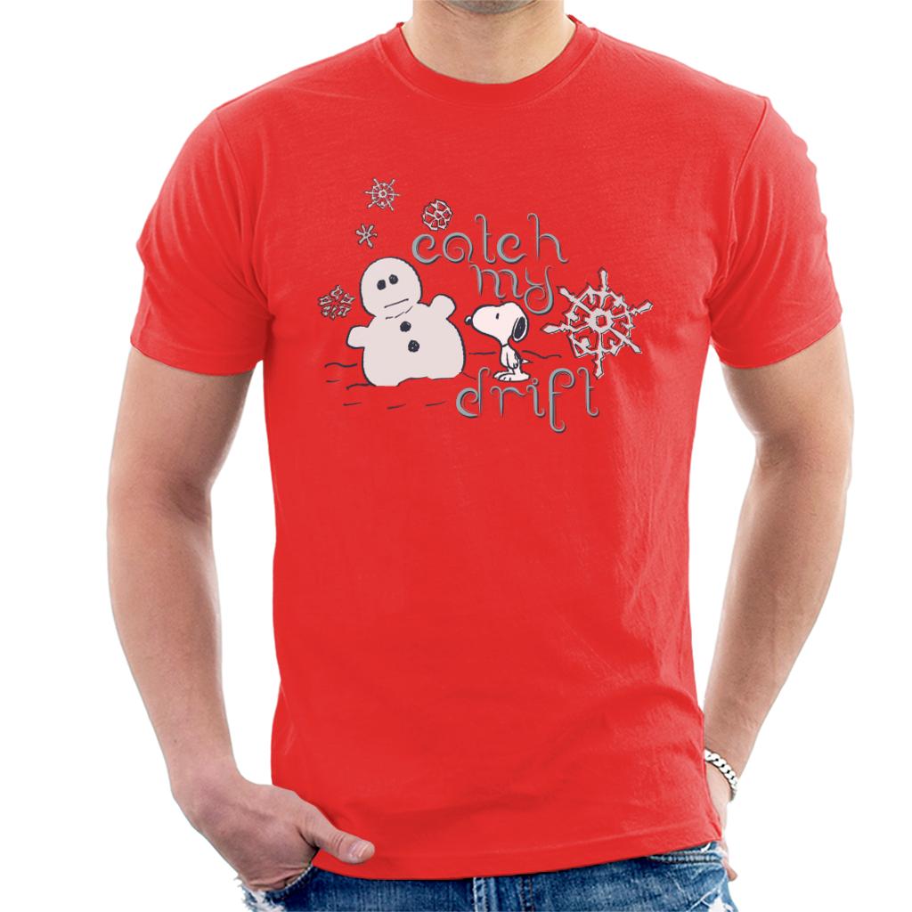 Peanuts Christmas Snoopy Catch My Drift Men's T-Shirt-ALL + EVERY