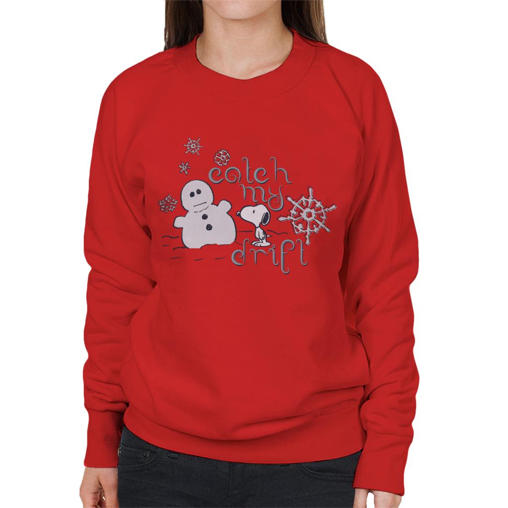 Peanuts Christmas Snoopy Catch My Drift Women's Sweatshirt-ALL + EVERY