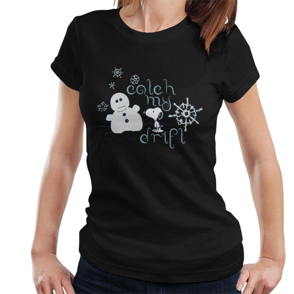 Peanuts Christmas Snoopy Catch My Drift Women's T-Shirt-ALL + EVERY